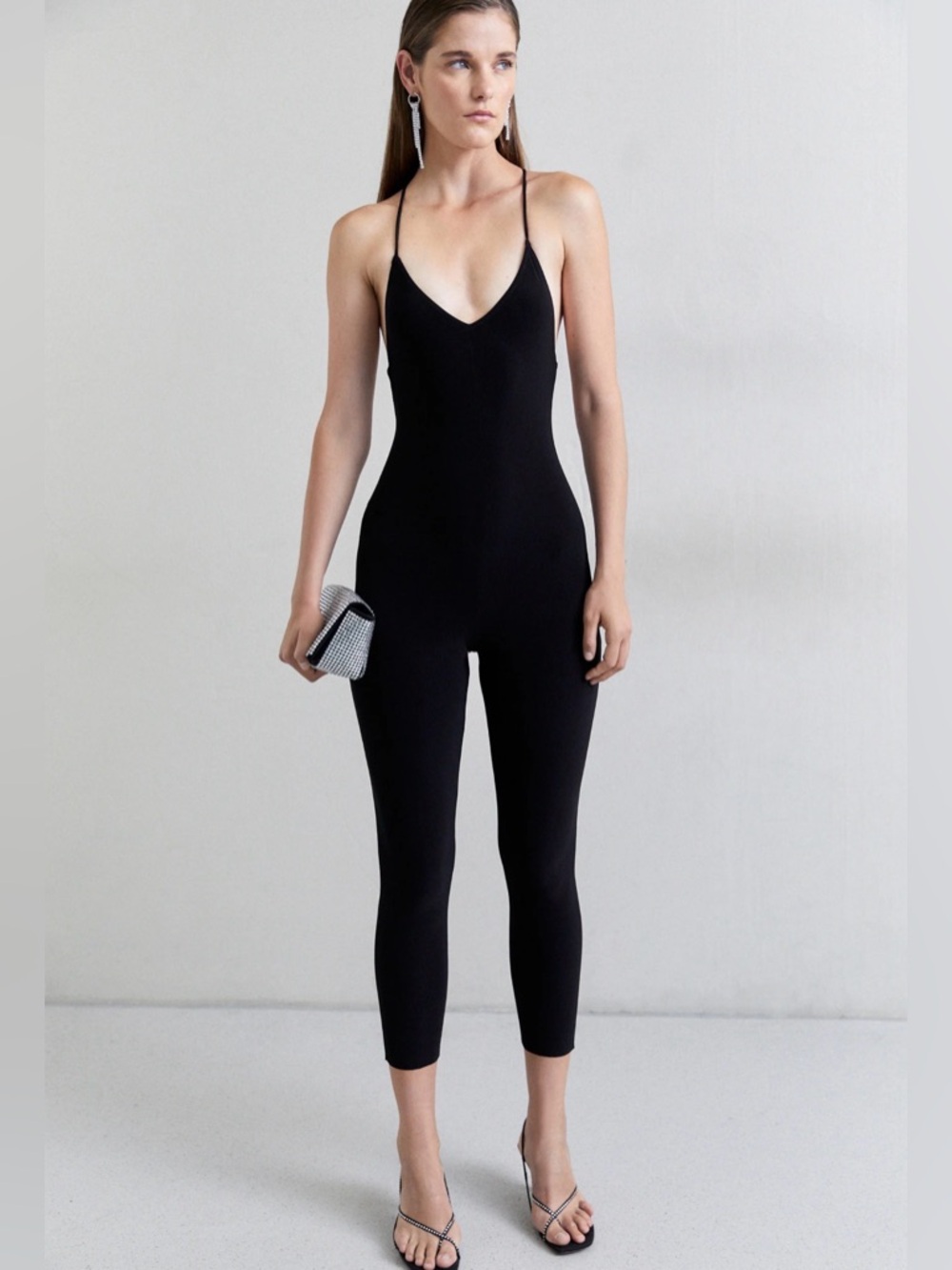 NORMA KAMALI LOW BACK FARA SLIP CATSUIT Small